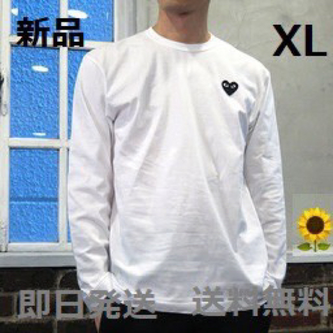 Tシャツ/カットソー(七分/長袖)国内正規品 メンズXL プレイコムデギャルソン ブラックハート 白 長袖