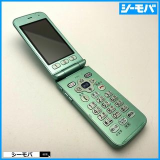 フジツウ(富士通)の969 ガラケー らくらくホン F-02J 美品 ドコモ グリーン(携帯電話本体)