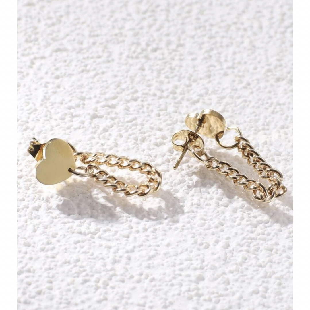 L'Appartement DEUXIEME CLASSE(アパルトモンドゥーズィエムクラス)の【Design heart chains pierce】#045 18k レディースのアクセサリー(ピアス)の商品写真