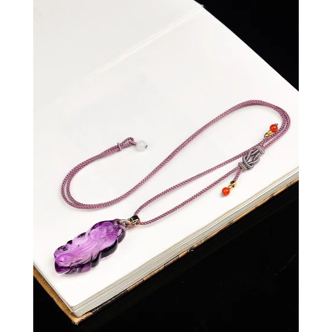 天然】アメジスト ネックレス 47*22*12mm - ネックレス