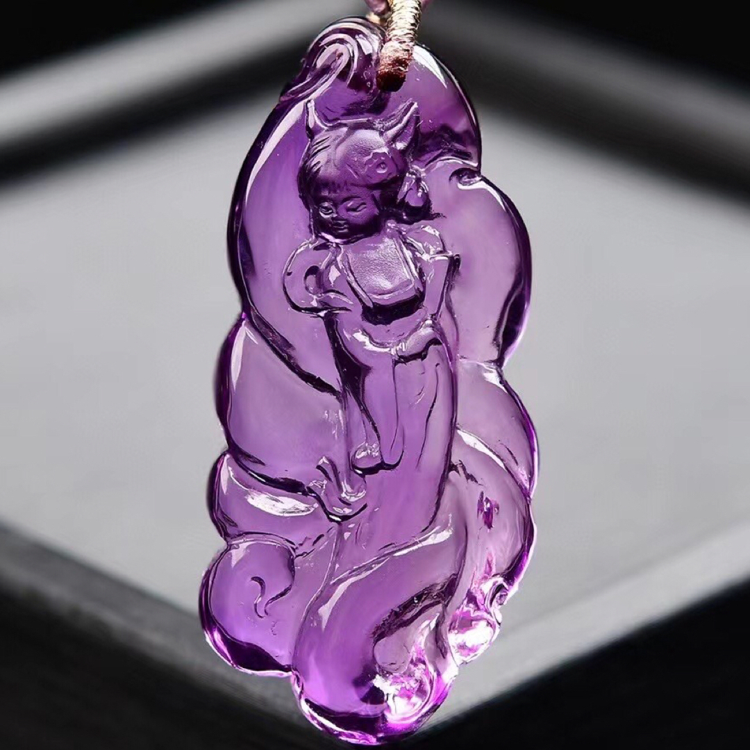 天然】アメジスト ネックレス 47*22*12mm - ネックレス