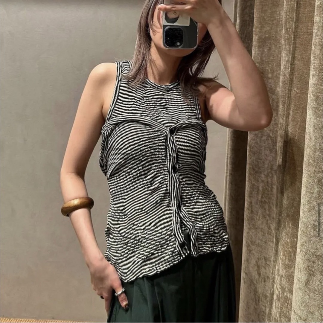 6 (ROKU) - <6 COTTON MIX PATTERN BORDER カーディガン タンクの通販