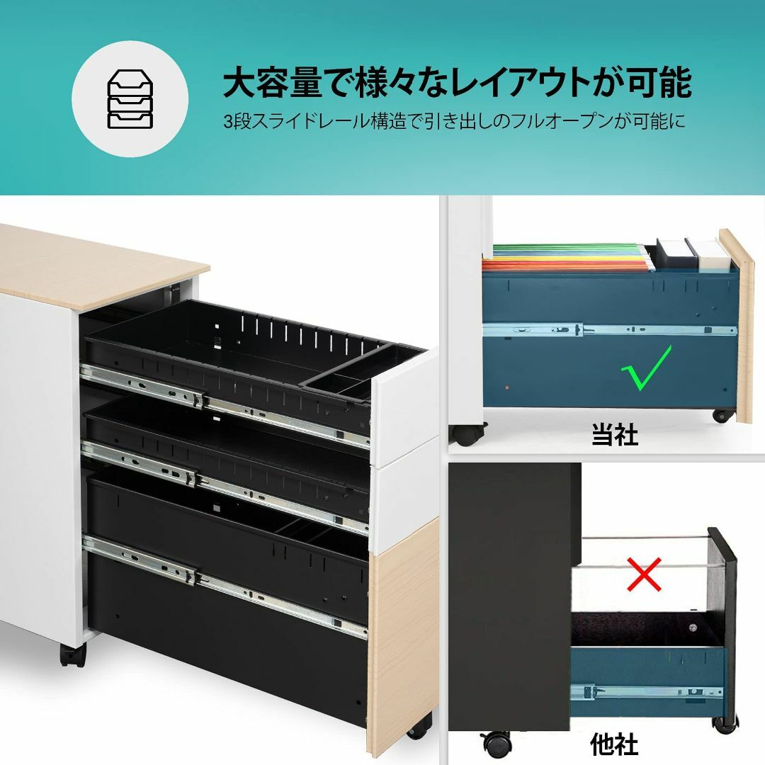 完成品】Fenge デスクワゴン スチール製 オフィスワゴン サイドワゴン