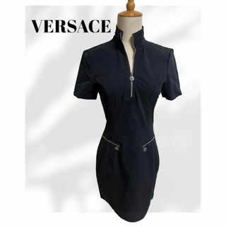 ヴェルサーチ(VERSACE)の【美しいシルエット】Versace ヴェルサーチ ミニタイトワンピース 黒(ミニワンピース)