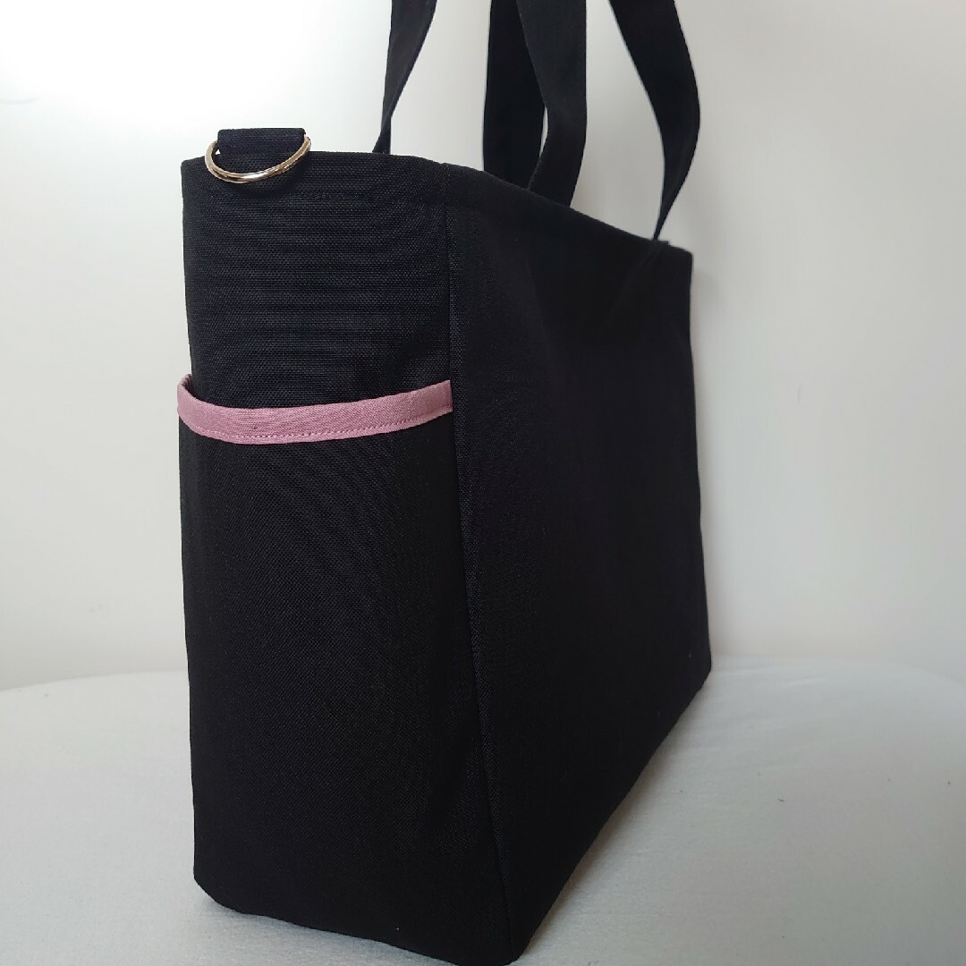 ハンドメイド 帆布A4トートバッグ 黒