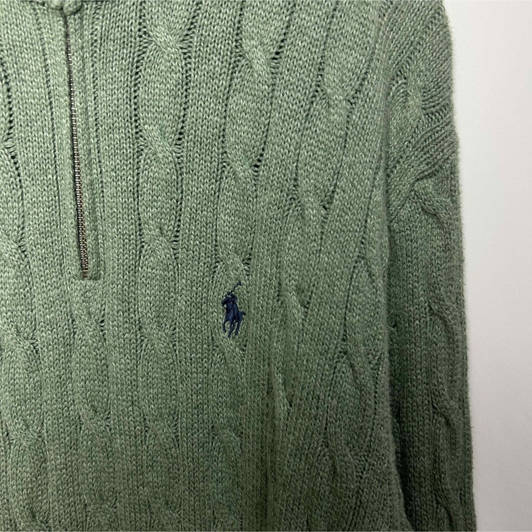 POLO RALPH LAUREN(ポロラルフローレン)のレアカラー　POLO RALPH LAUREN ハーフジップニット　ケーブル編み メンズのトップス(ニット/セーター)の商品写真