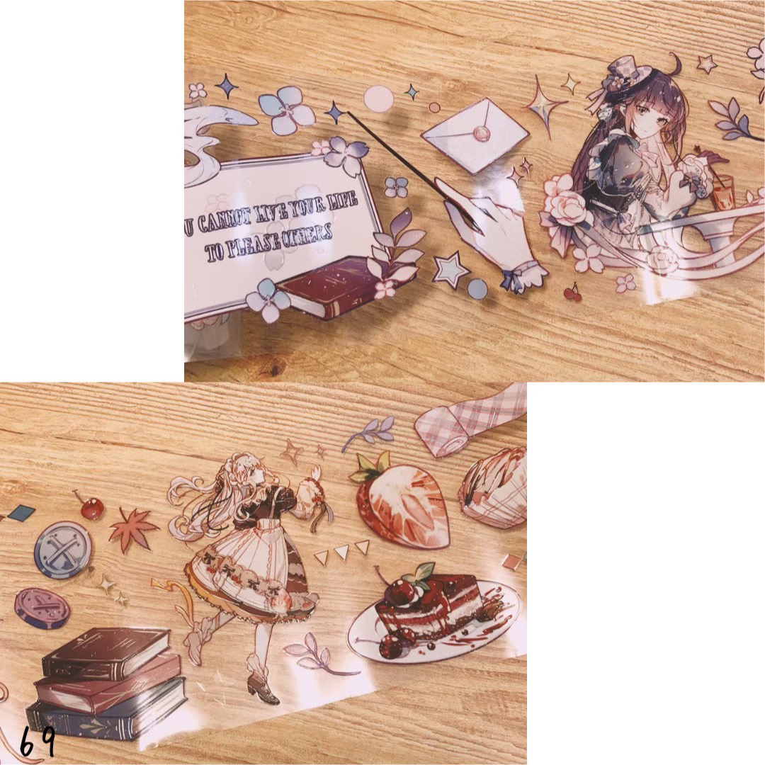 海外マスキングテープ  「綺夢四時異想」美少女　水晶PET インテリア/住まい/日用品の文房具(テープ/マスキングテープ)の商品写真
