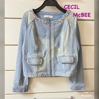 セシルマクビー(CECIL McBEE)の最終sale⭐︎未使用に近い✦︎セシルマクビー❤︎ビジュー❤︎デニムジャケット(Gジャン/デニムジャケット)