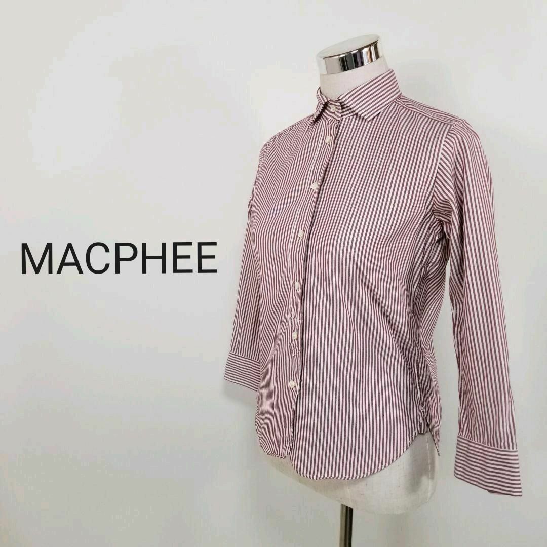 MACPHEE(マカフィー)のマカフィーMACPHEEストライプ柄七分袖コットンシャツM美品トゥモローランド レディースのトップス(Tシャツ(長袖/七分))の商品写真