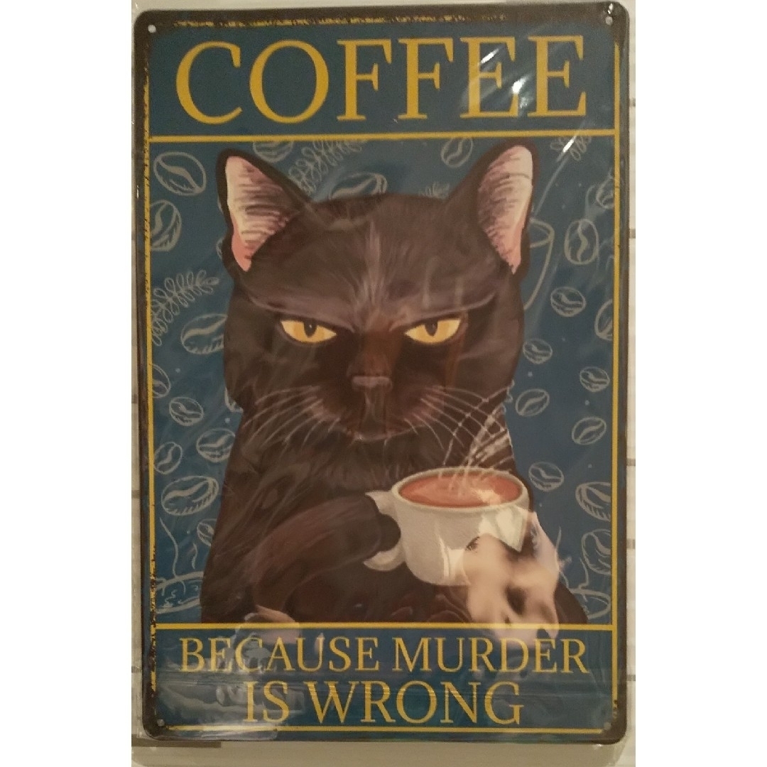 専用です♪ブリキ看板 黒猫 coffee グリーン&ブラウン インテリア/住まい/日用品のインテリア小物(ウェルカムボード)の商品写真