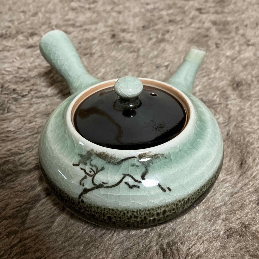 【未使用】相馬焼 急須 湯呑み 走り駒 大堀相馬焼 【未使用】相馬焼 急須 湯呑み 走り駒 大堀相馬焼 茶器