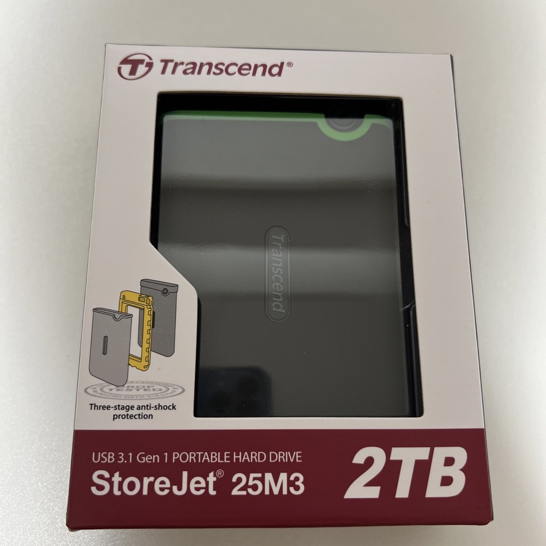 新品 Transcend ポータブルHDD 2TB TS2TSJ25M3S スマホ/家電/カメラのPC/タブレット(PC周辺機器)の商品写真