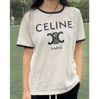 celine - CELINE エンブロイダリー Tシャツ / コットンオフホワイトの