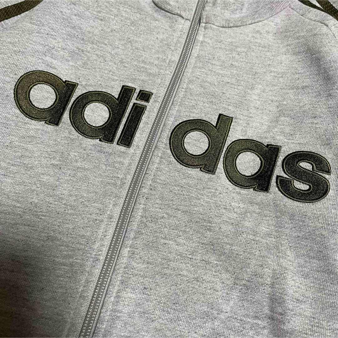 00’s adidas トラックジャケット センター刺繍ロゴ グレー×グリーン