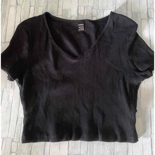 クロップ丈Tシャツ(黒)(Tシャツ(半袖/袖なし))