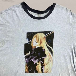 WUI リンガー T 古着 水色 銀河鉄道999 昭和 レトロ アニメ メーテル(Tシャツ/カットソー(半袖/袖なし))