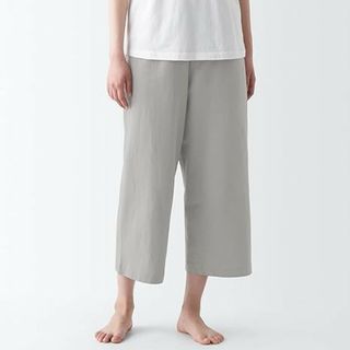 ムジルシリョウヒン(MUJI (無印良品))の無印良品　太番手天竺編みクロップドパンツ　ＸＸＬ　グレー　タグ付新品　完売サイズ(クロップドパンツ)