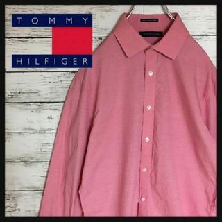 トミーヒルフィガー(TOMMY HILFIGER)の【美品】トミーヒルフィガー☆長袖ドレスシャツ　人気色ピンク色M A229(シャツ)
