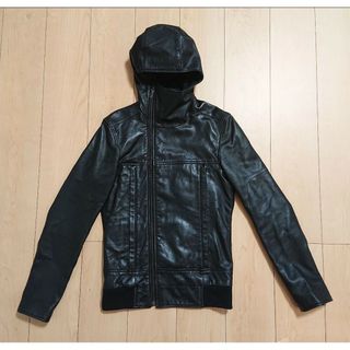 ヘルムートラング(HELMUT LANG)のXS 良品 HELMUT LANG ヘルムートラング シープレザージャケット 黒(レザージャケット)