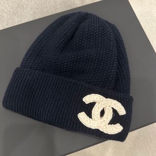 CHANEL - 希少 シャネル ニット帽 ココマーク ラメ入り カシミヤ 格子