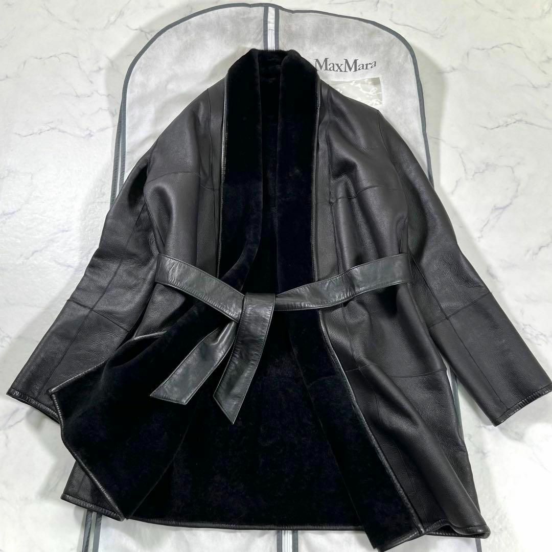 極美品】Max Mara マックスマーラ 最高級白タグ ラムレザーガウン