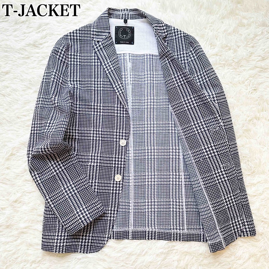 T-Jacket テーラードジャケット シアサッカー 千鳥格子柄 綿 コットン