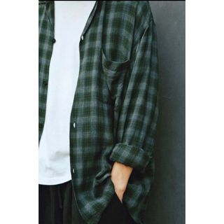 コモリ(COMOLI)の20ss COMOLI レーヨンオープンカラーシャツ グリーン　チェック(シャツ)