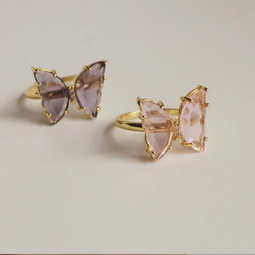 DEUXIEME CLASSE(ドゥーズィエムクラス)の【新品】butterfly shimmer ring / puff pink レディースのアクセサリー(リング(指輪))の商品写真