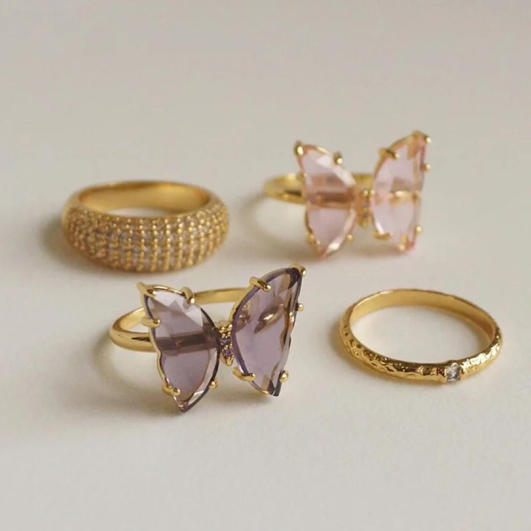 DEUXIEME CLASSE(ドゥーズィエムクラス)の【新品】butterfly shimmer ring / puff pink レディースのアクセサリー(リング(指輪))の商品写真