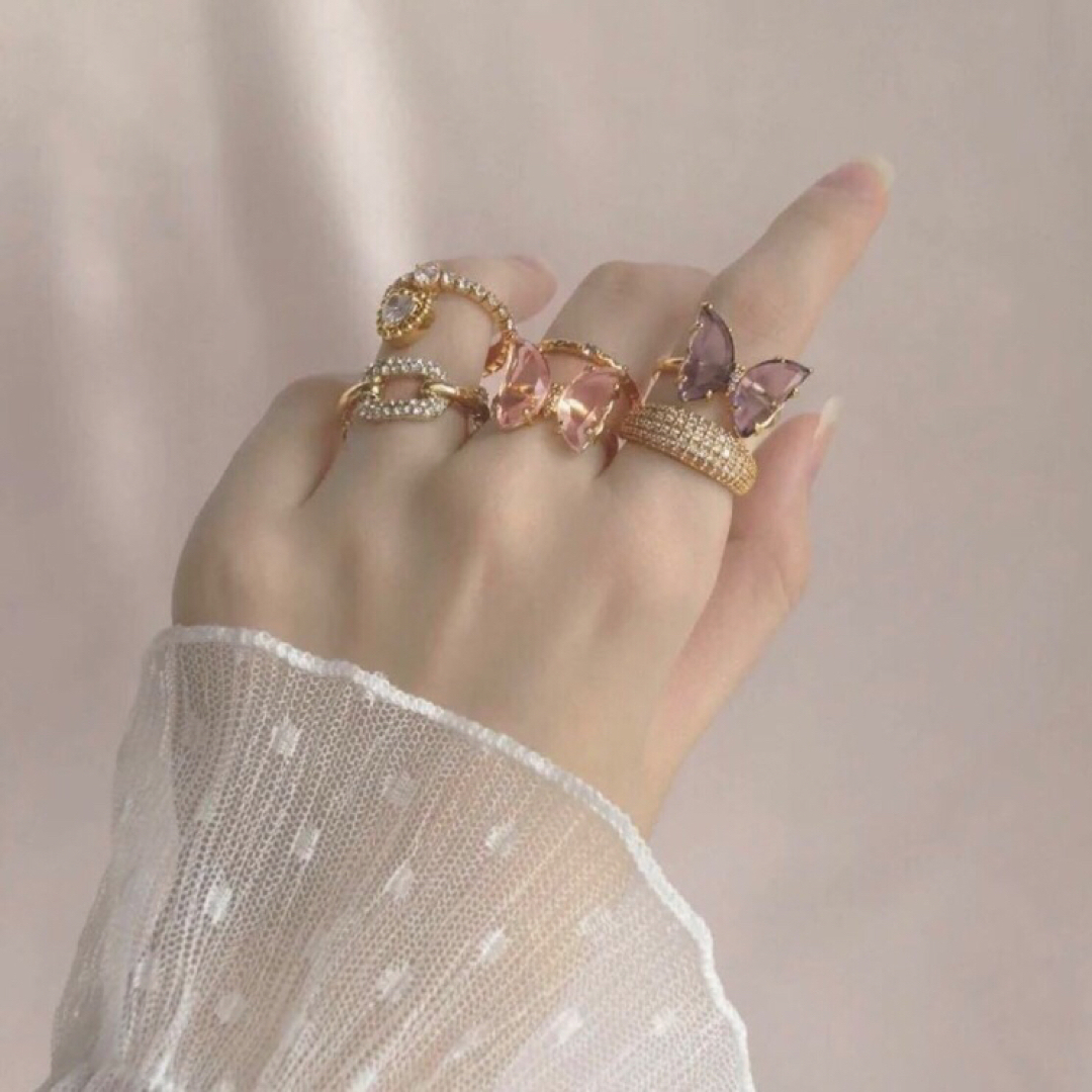 DEUXIEME CLASSE(ドゥーズィエムクラス)の【新品】butterfly shimmer ring / puff pink レディースのアクセサリー(リング(指輪))の商品写真