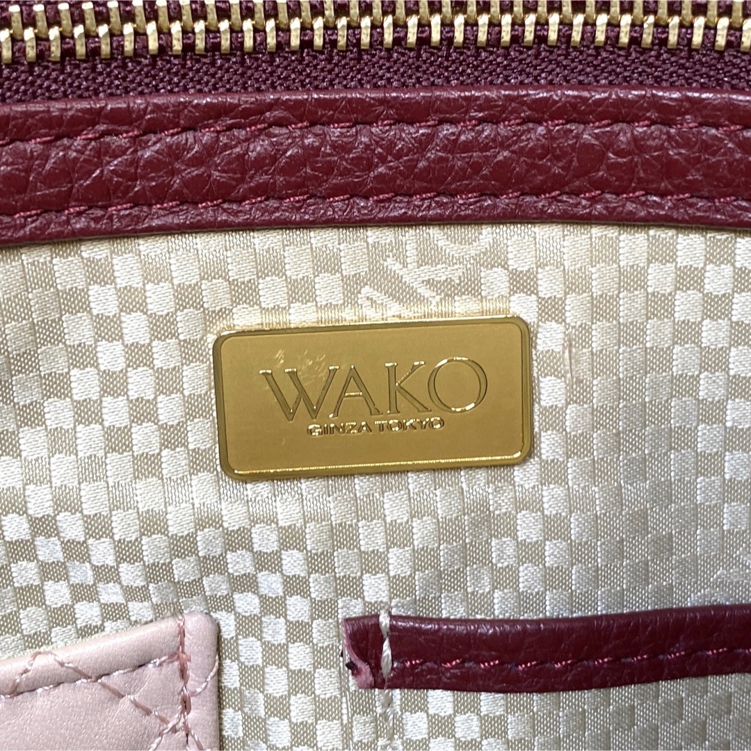 専用品 WAKO 銀座和光 WSシリーズ シボ革 ボルドー A4 ボストンバッグ