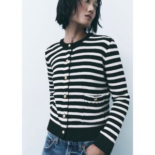 ZARA ザラ　ゴールドボタンニットカーディガン　ニットジャケット