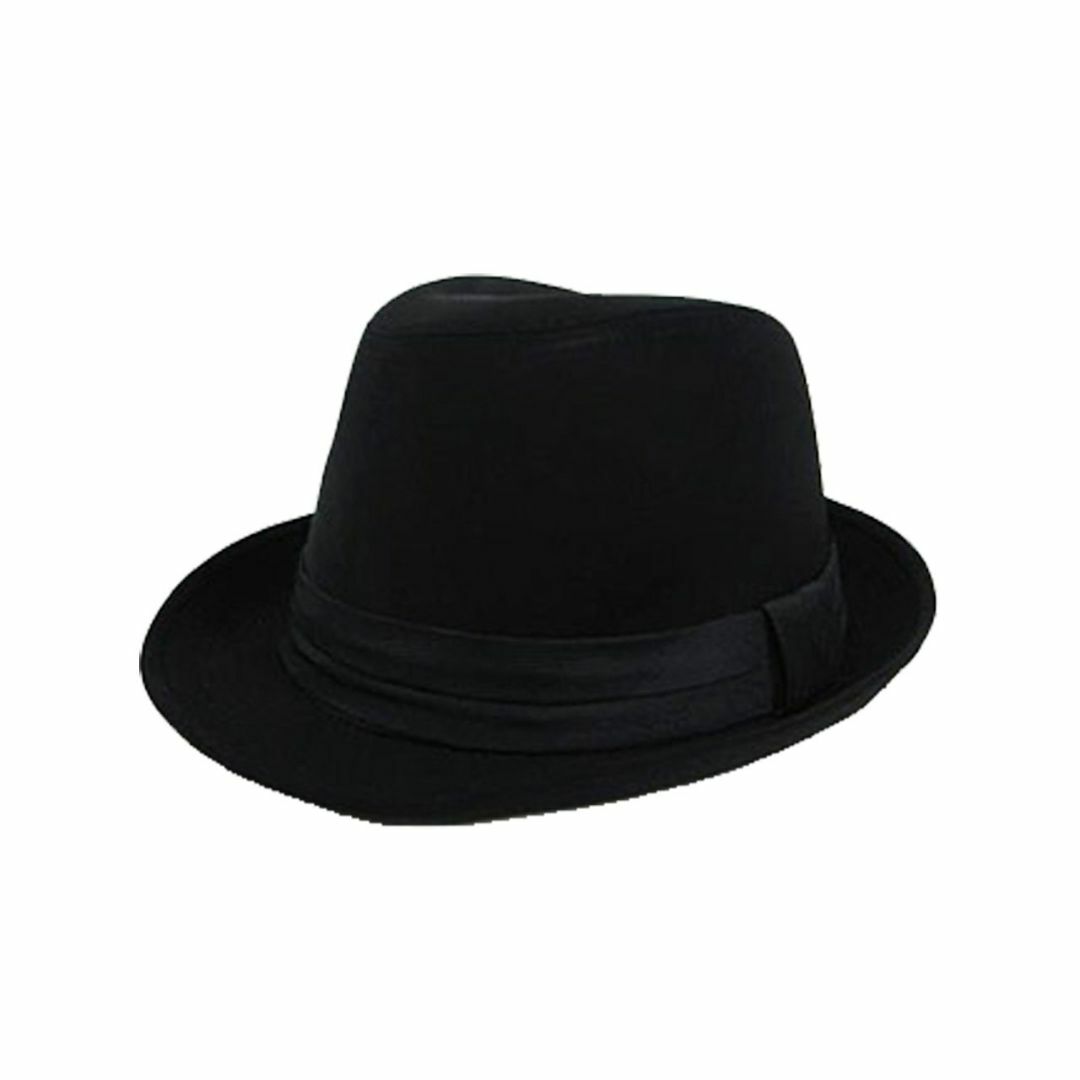 色: ブラック8eight エイト シンプルなネクタイ生地中折れハット黒帽子 | フリマアプリ ラクマ