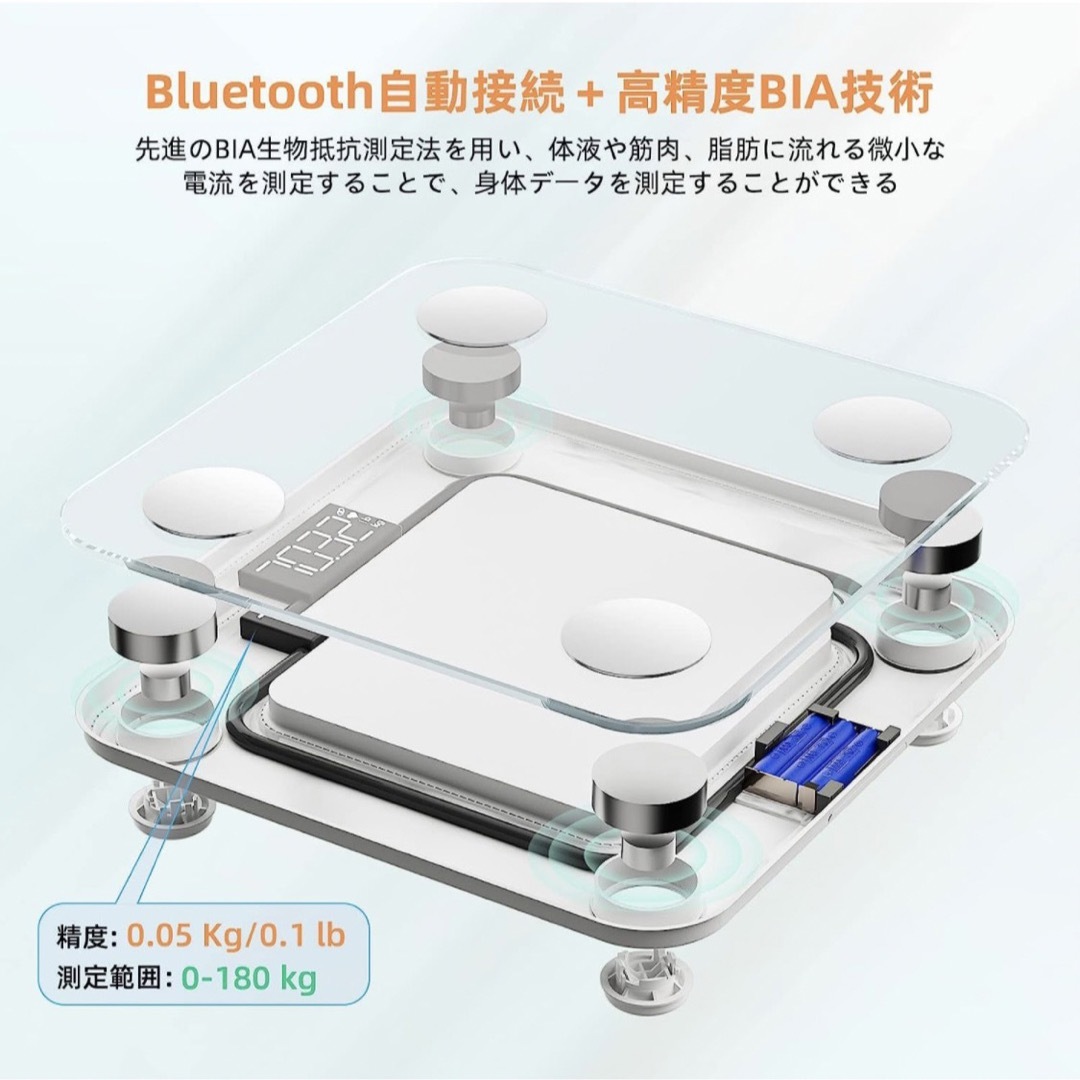 NICELAN 体重計 ヘルスメーター Bluetooth スマホ/家電/カメラの美容/健康(体重計/体脂肪計)の商品写真