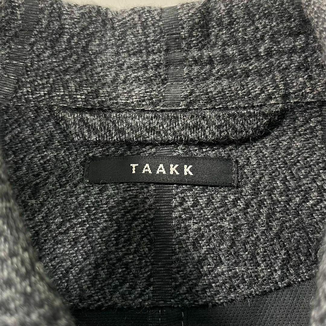 【極美品】TAAKK ターク　ストライプジャガード　ウールステンカラーコート