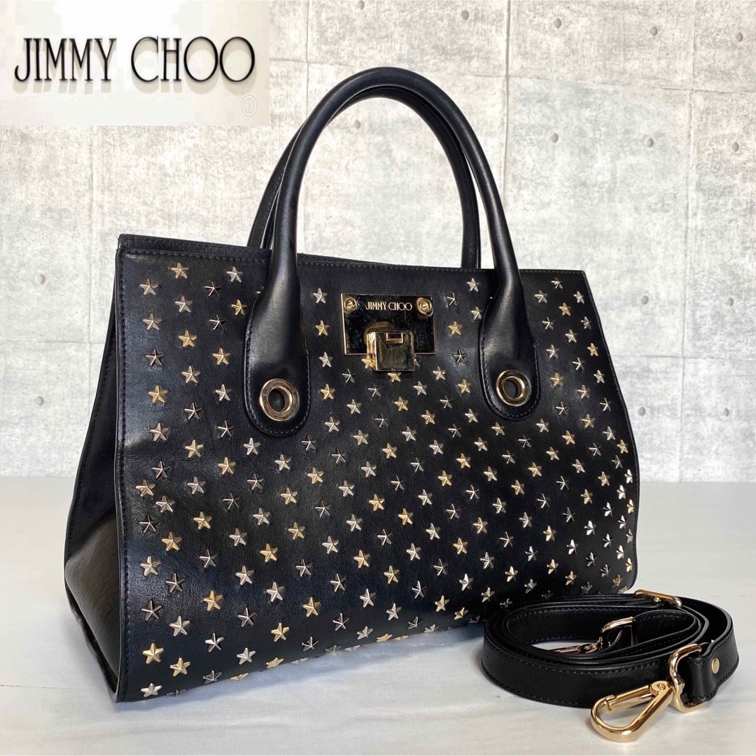 【良品】JIMMY CHOO RILEY BLACK 2WAY ハンドバッグ 2