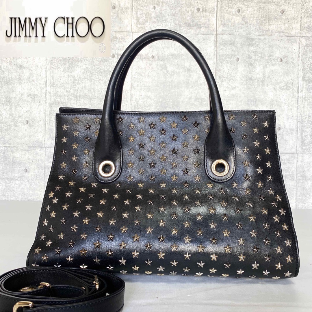 【良品】JIMMY CHOO RILEY BLACK 2WAY ハンドバッグ 1