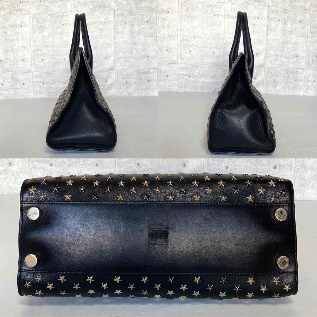 【良品】JIMMY CHOO RILEY BLACK 2WAY ハンドバッグ 3