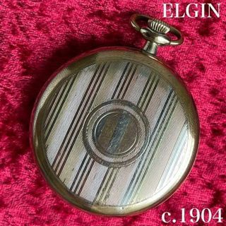 エルジン(ELGIN)の【マルチストライプ！1904年エルジン懐中時計】16Sゴールド/シルバー手巻き(その他)