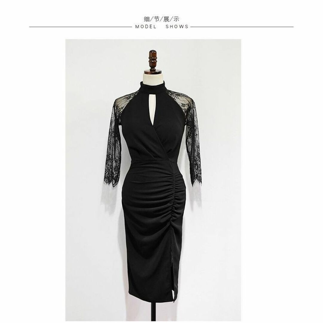 【S】ワンピース パーティー ドレス シンプル セクシー 結婚式 キャバ 黒色 レディースのフォーマル/ドレス(その他ドレス)の商品写真