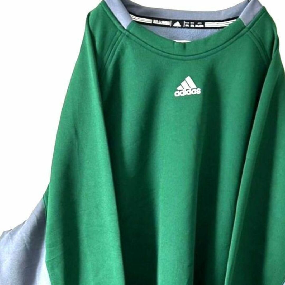 アディダス adidas 刺繍 配色 トレーナースウェット 2XLグリーン緑
