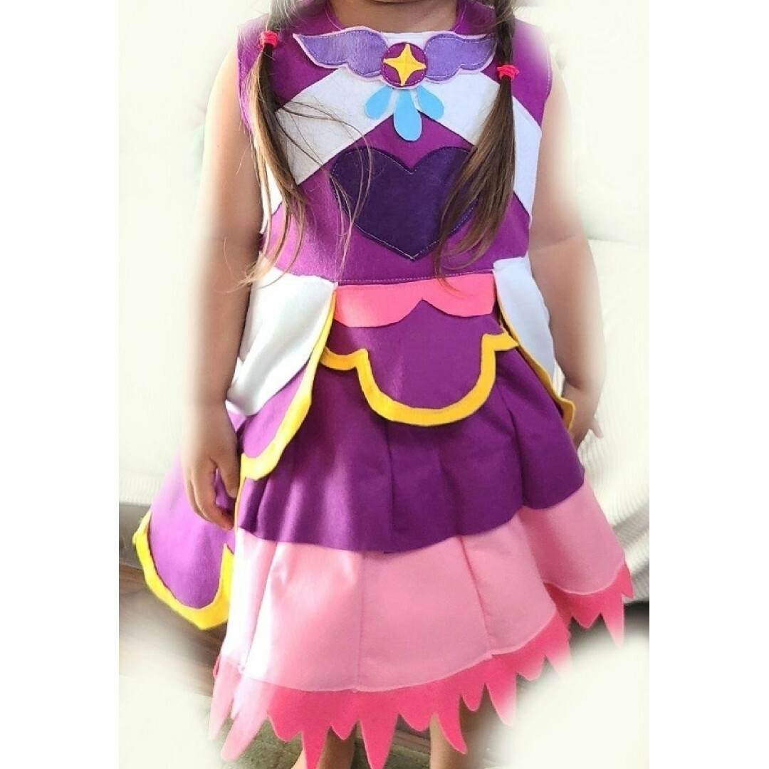 【オーダー】プリキュア キュアマジェスティ風衣装 エルちゃん キッズ/ベビー/マタニティのキッズ服女の子用(90cm~)(ワンピース)の商品写真