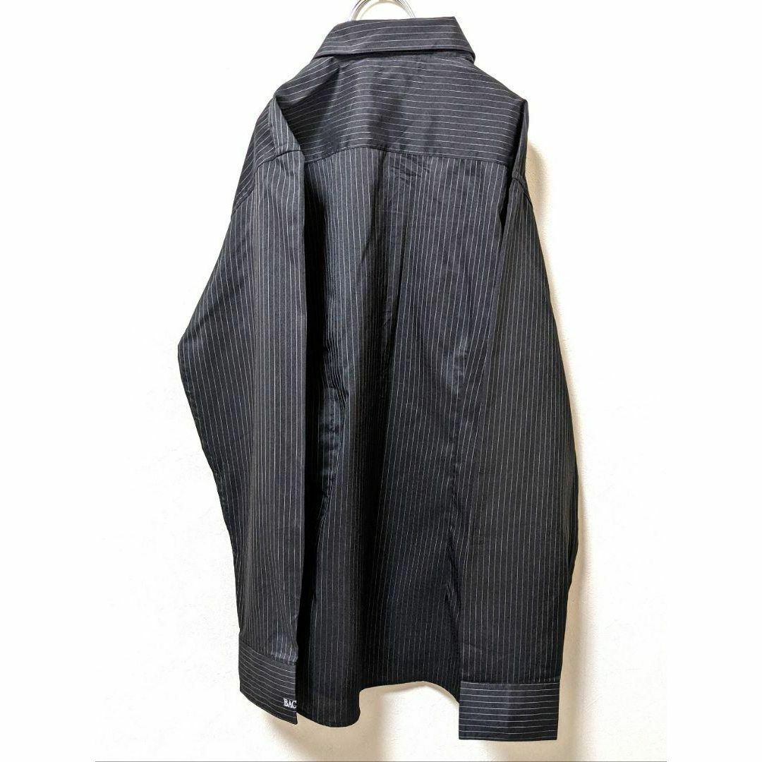 バカルディBACARDIロゴ刺繍 ワークシャツ ブラック黒色ストライプL 3