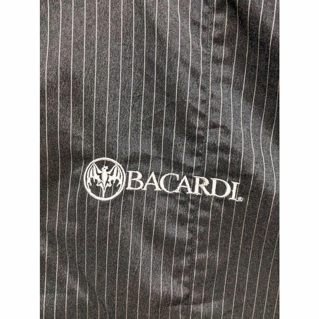 バカルディBACARDIロゴ刺繍 ワークシャツ ブラック黒色ストライプL 4