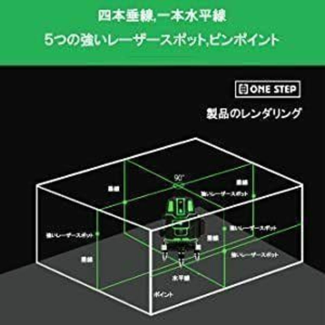 墨出し器 水平器 グリーンレーザー レーザーレベル 5ライン 5線6点 567