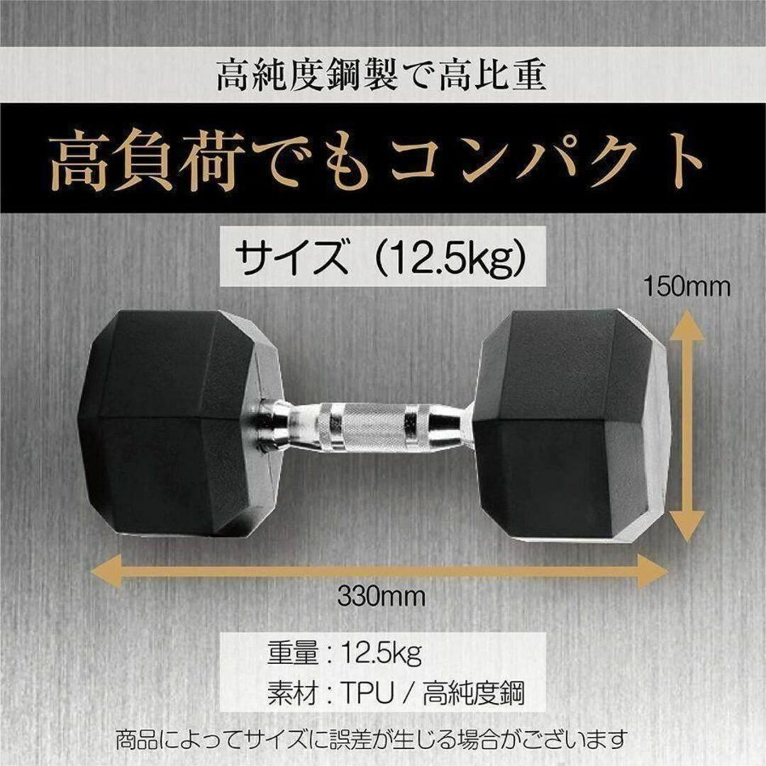 六角ダンベル 12.5kg 2個セット 筋トレ トレーニング 1172 スポーツ/アウトドアのトレーニング/エクササイズ(トレーニング用品)の商品写真