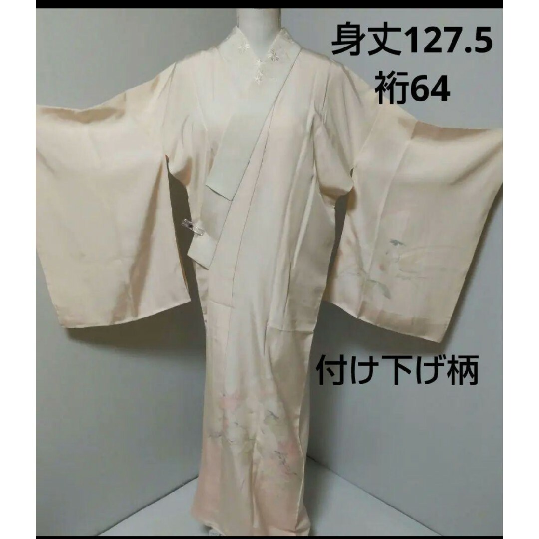 422  正絹長襦袢  袷 刺繍半襟、衣紋抜  美品