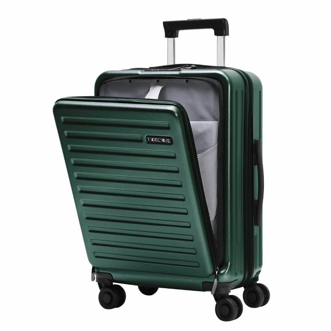 【色: 濃い緑色】TydeCkare キャリーオン20インチスーツケース、フロン