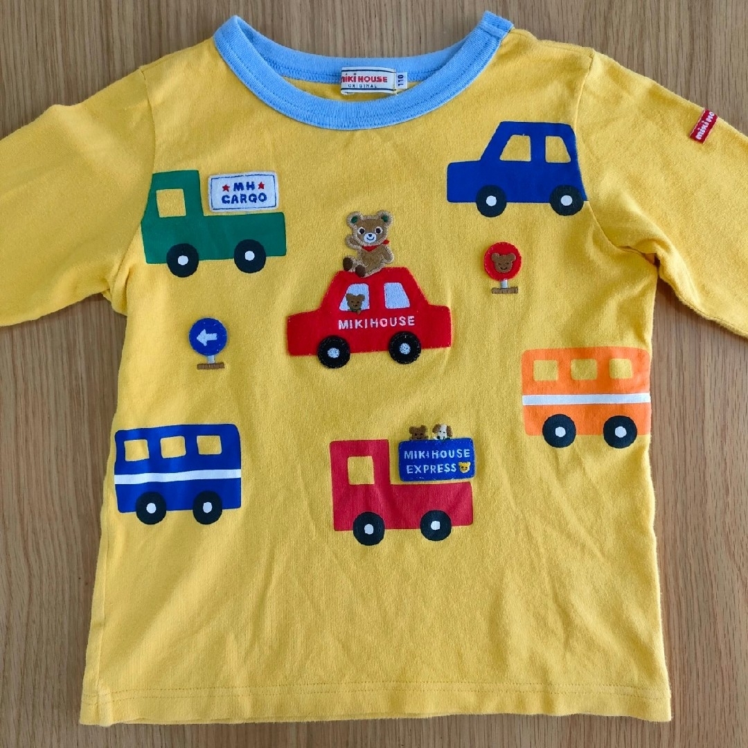 ミキハウス ロンT Tシャツ　車　アップリケ