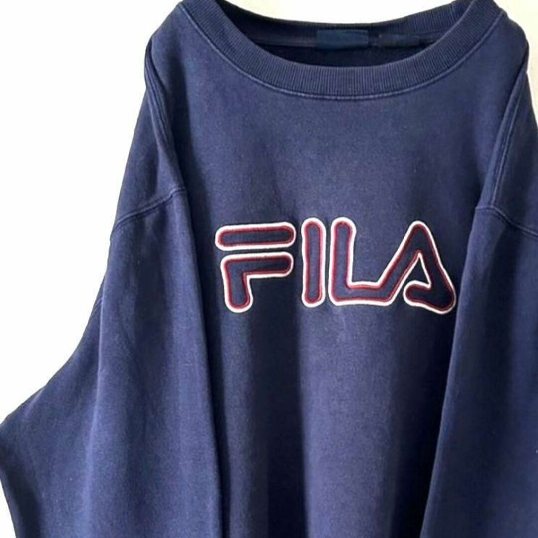 フィラ FILA ロゴ 刺繍 スウェット 2XL ネイビー 紺色